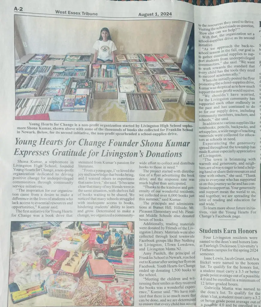 West Essex Tribune feature about the book drive